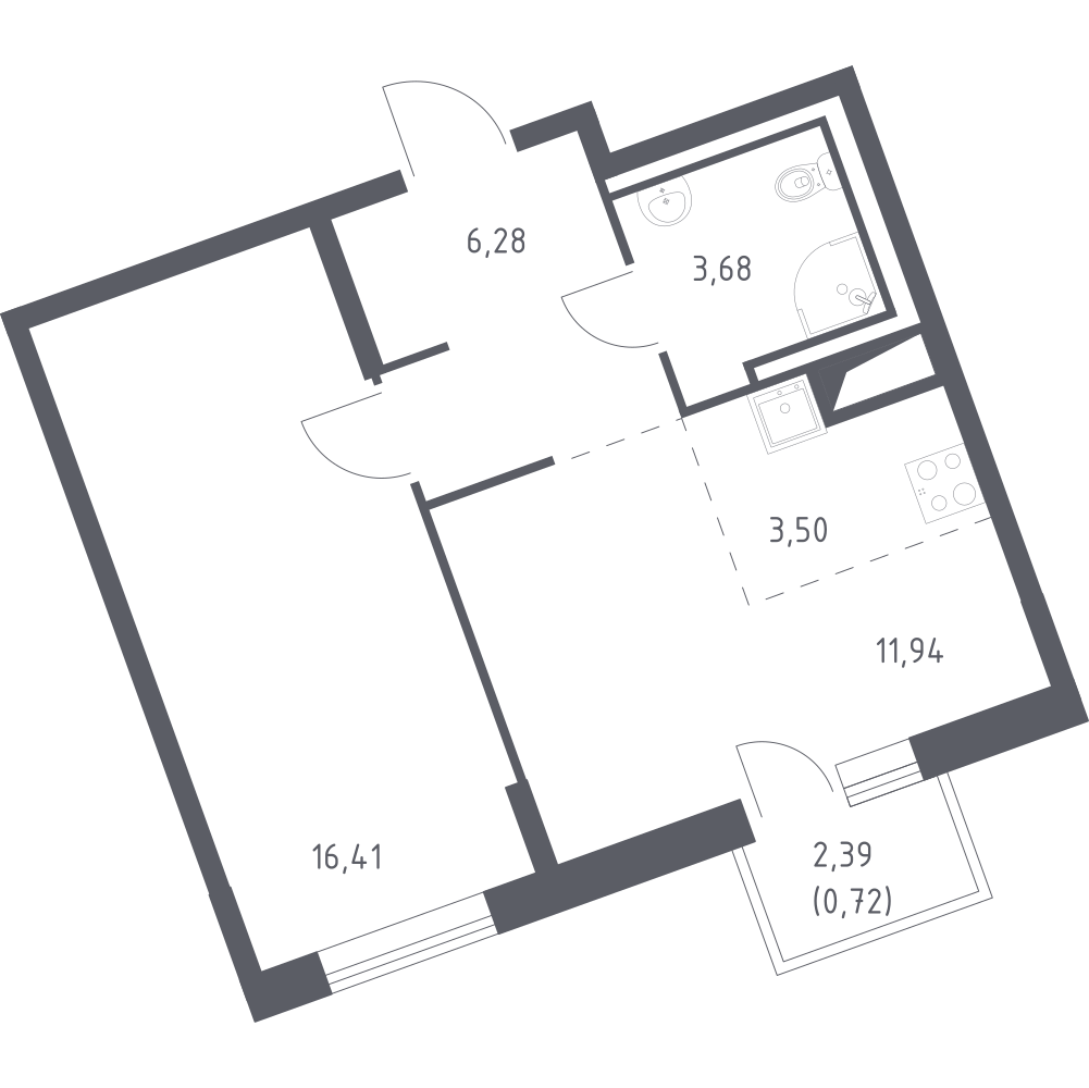 Студия 42 м2 в ЖК Квартал Лаголово корпус null этаж 5