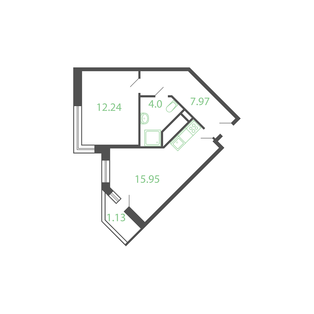 1-комнатная 42 м2 в ЖК Русич Новые Котельники корпус null этаж 3