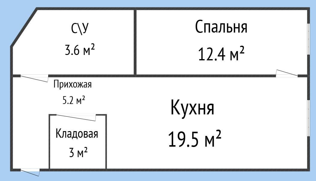 1-комнатная 43.7 м2 в ЖК undefined корпус null этаж 5