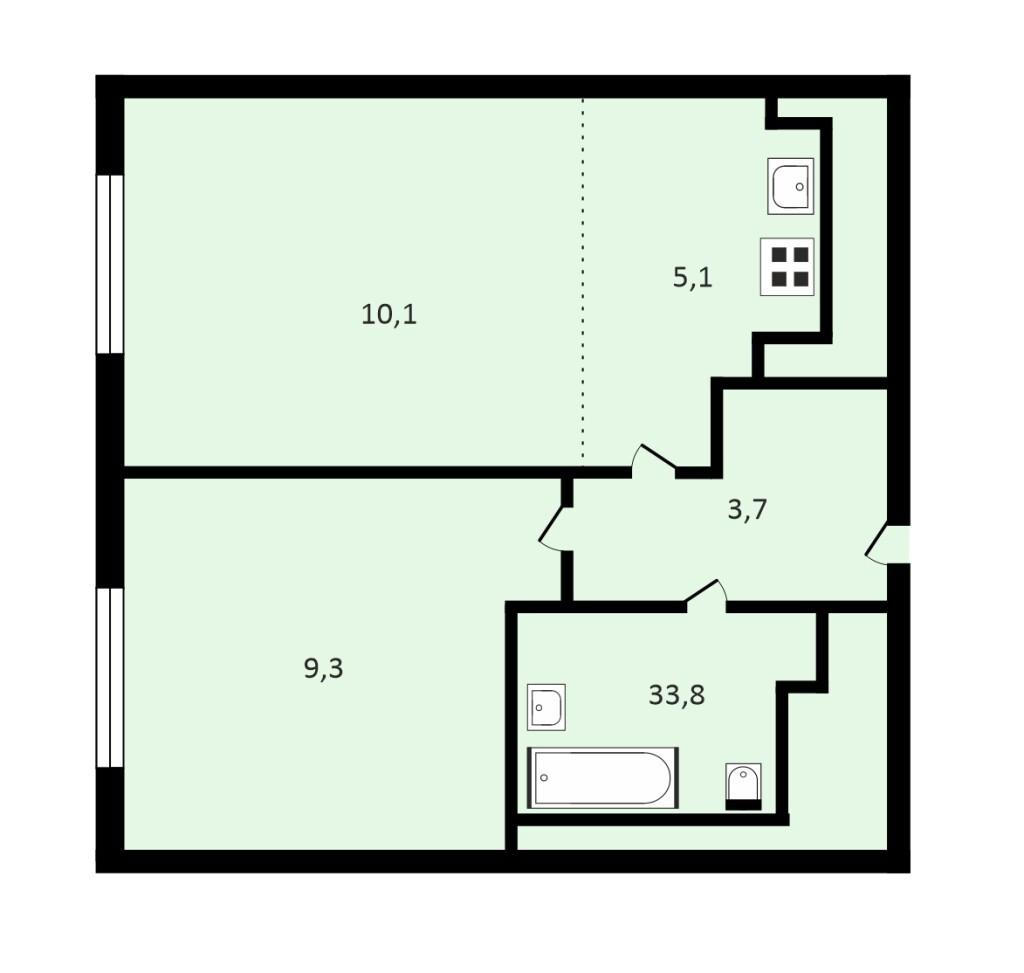 2-комнатная 32 м2 в ЖК undefined корпус null этаж 8