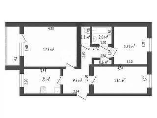 3-комнатная 62.1 м2 в ЖК undefined корпус null этаж 1