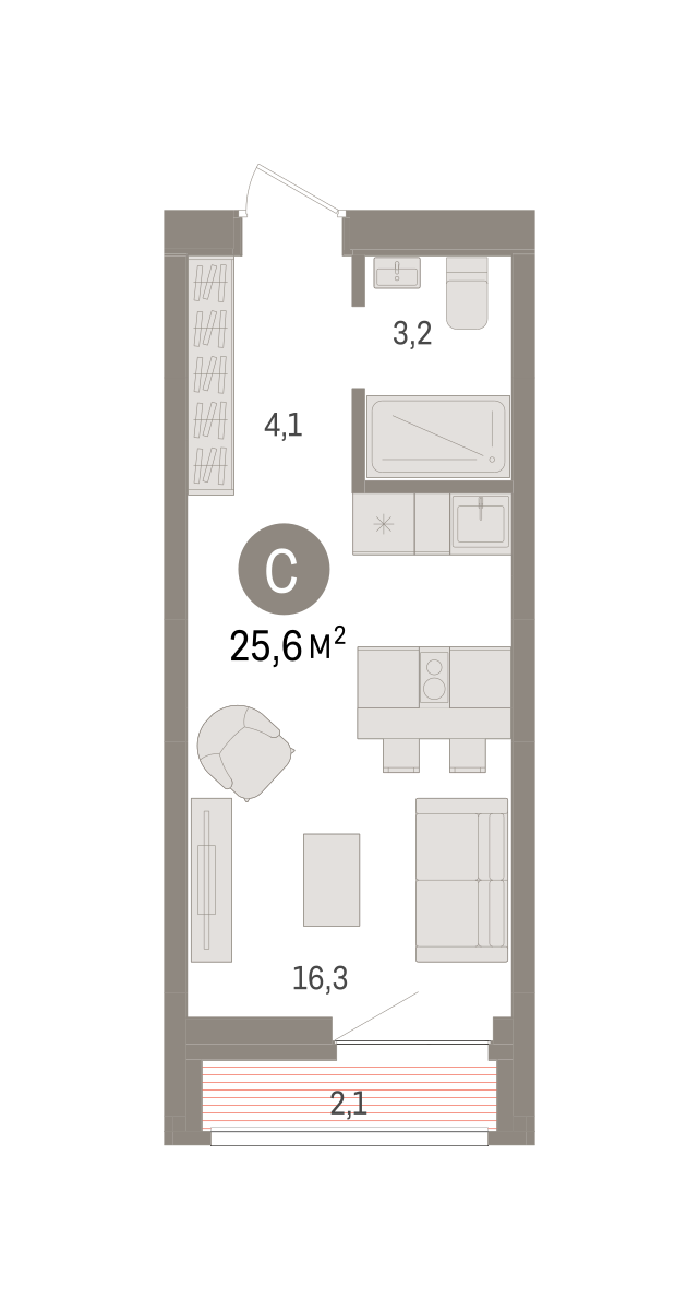 Студия 25 м2 в ЖК Речной порт корпус null этаж 5