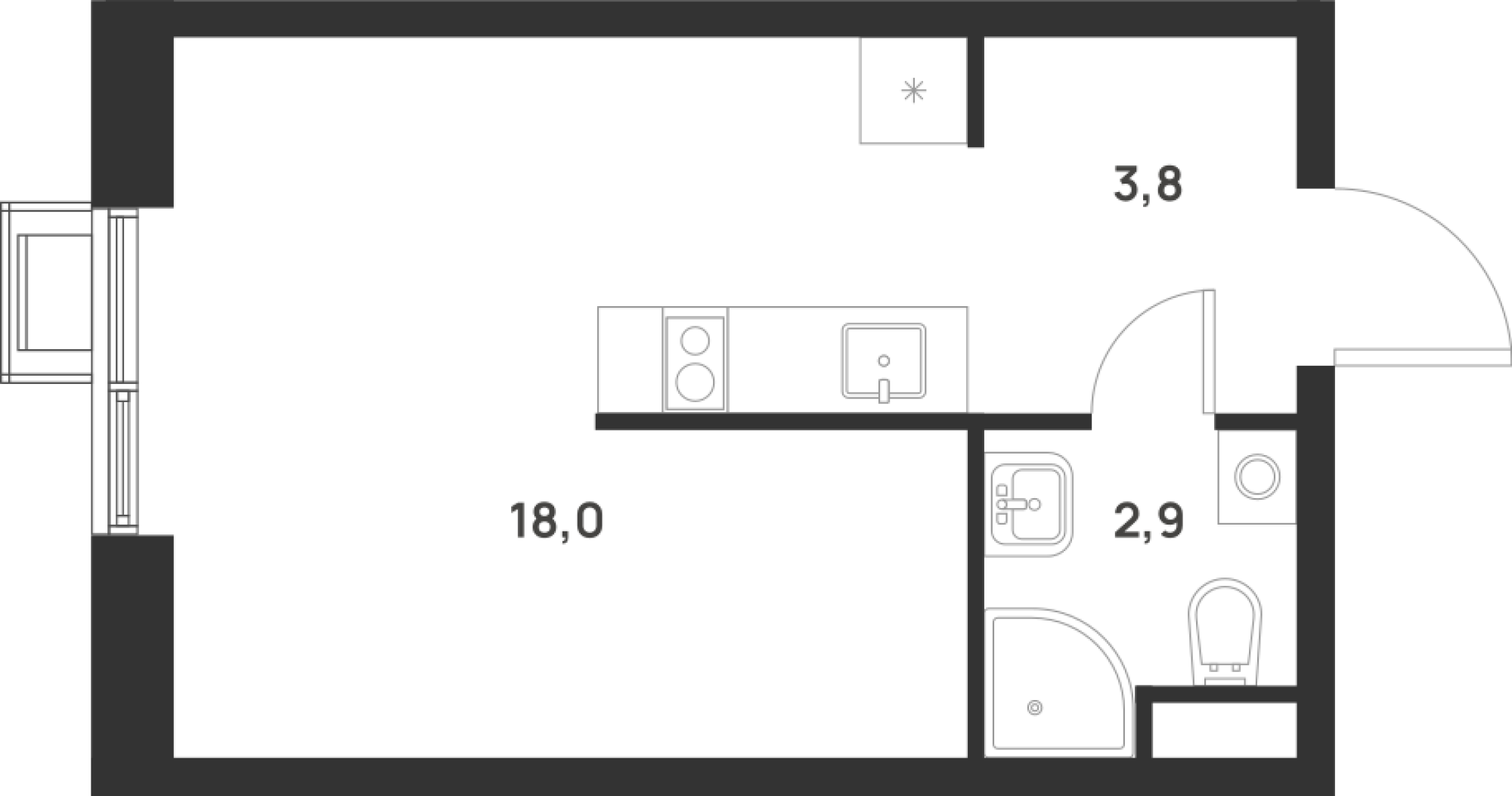 Студия 24 м2 в ЖК Форевиль корпус null этаж 17
