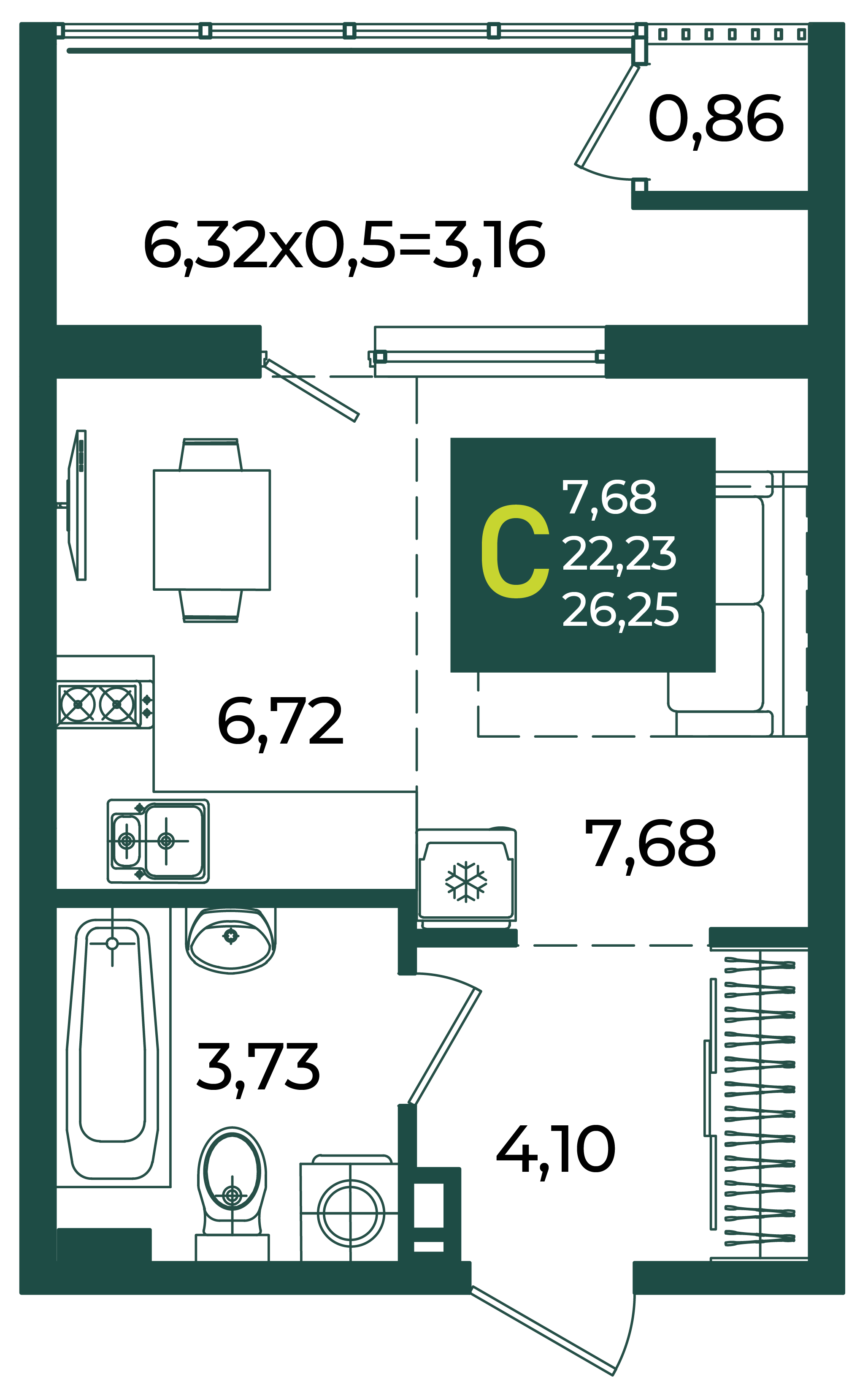 Студия 26 м2 в ЖК Образцово корпус null этаж 11