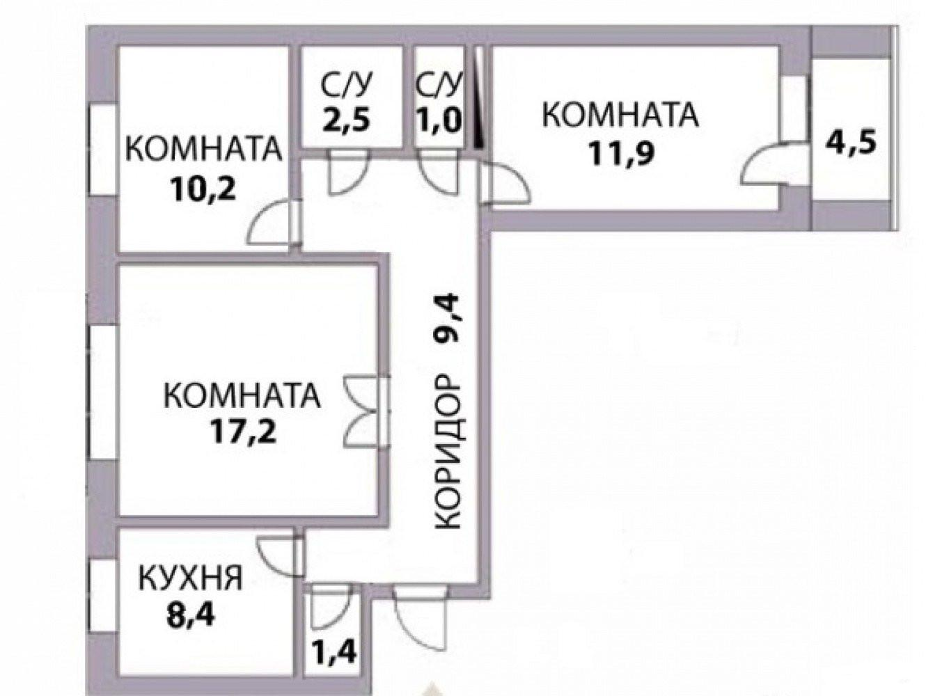 3-комнатная 63 м2 в ЖК undefined корпус null этаж 2