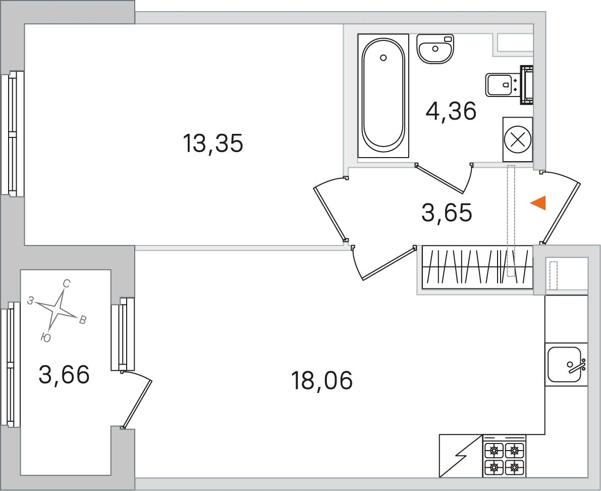 1-комнатная 41 м2 в ЖК Дубровский корпус null этаж 1