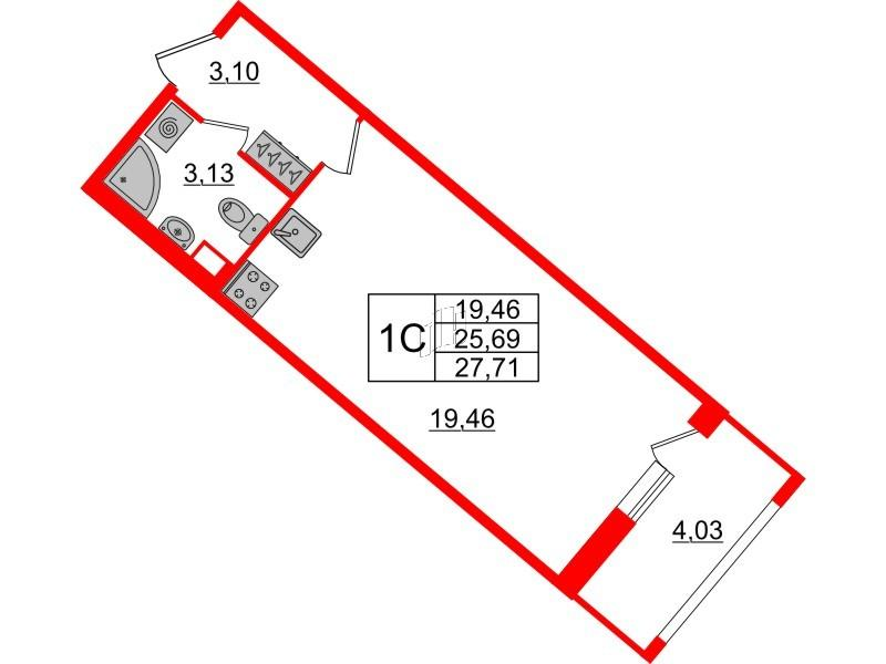 Студия 25 м2 в ЖК Pulse Premier корпус null этаж 1