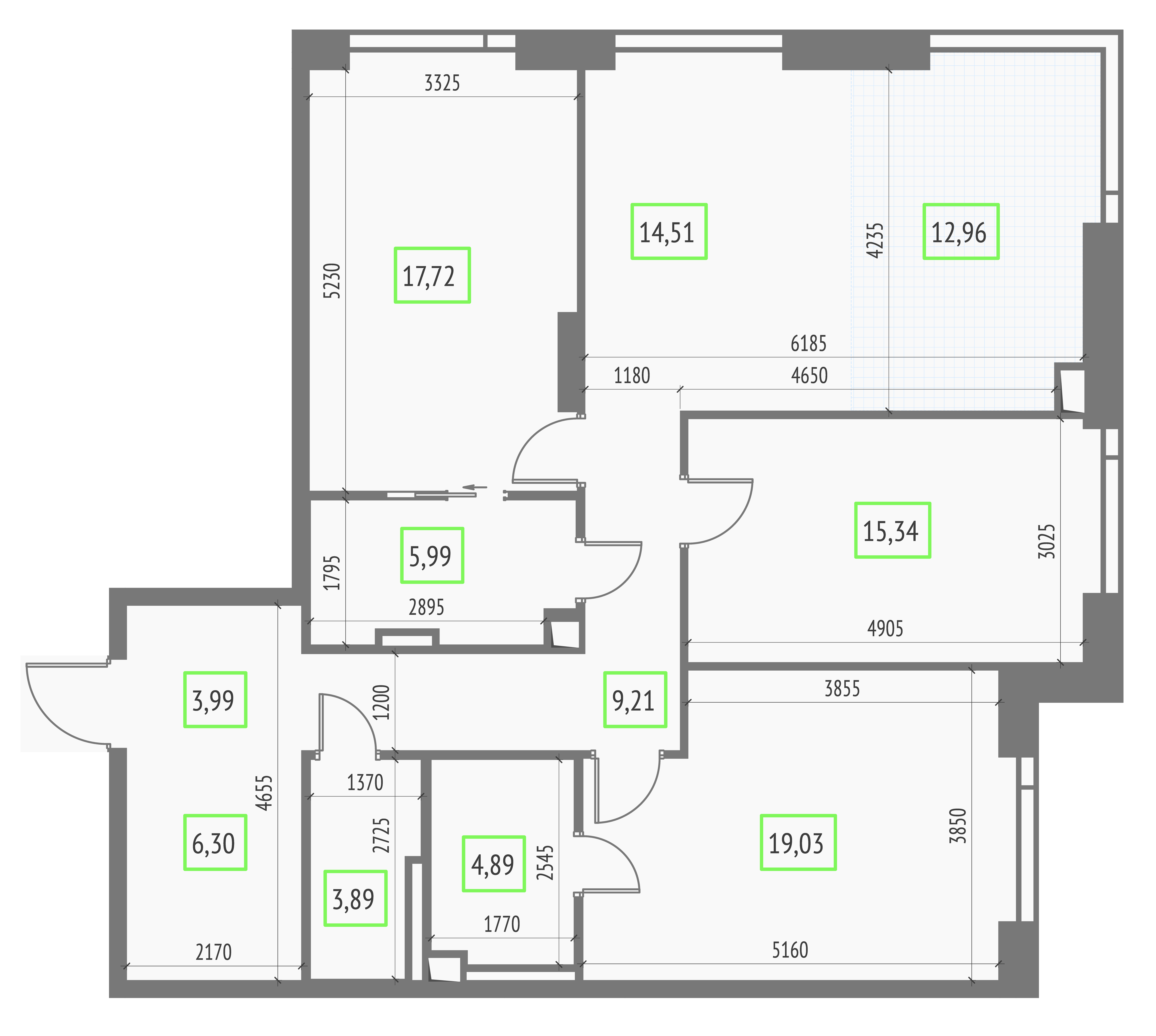 3-комнатная 113 м2 в ЖК Upside Towers корпус null этаж 6