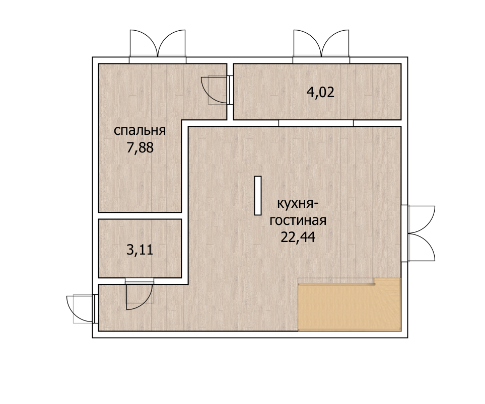 2-комнатная 52 м2 в ЖК undefined корпус null этаж 4