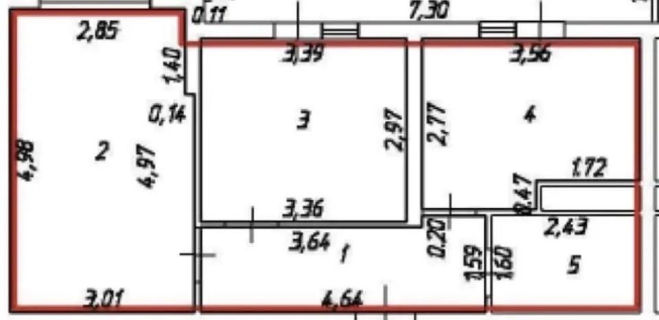 2-комнатная 44.3 м2 в ЖК undefined корпус null этаж 1