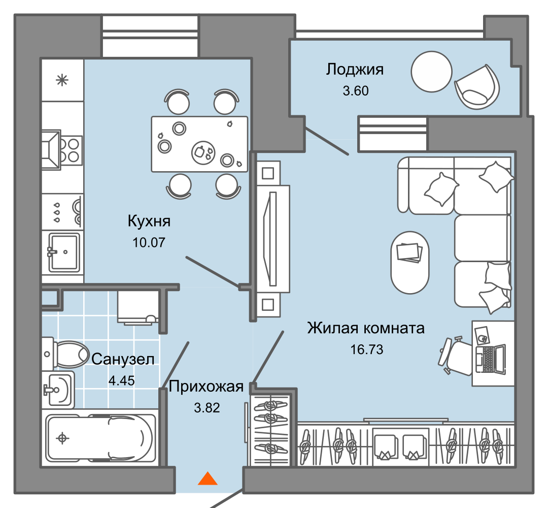 1-комнатная 37 м2 в ЖК Город новаторов корпус null этаж 6