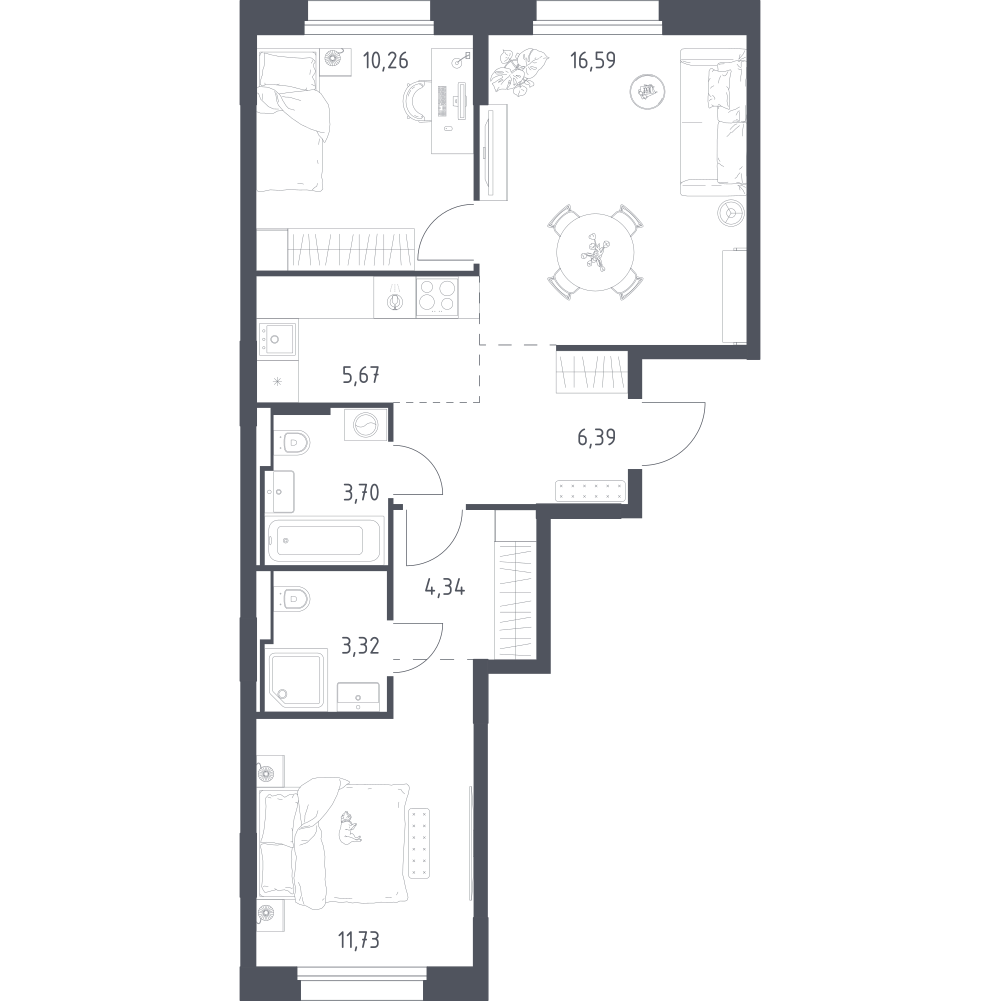 Студия 62 м2 в ЖК Заречье Парк корпус null этаж 8