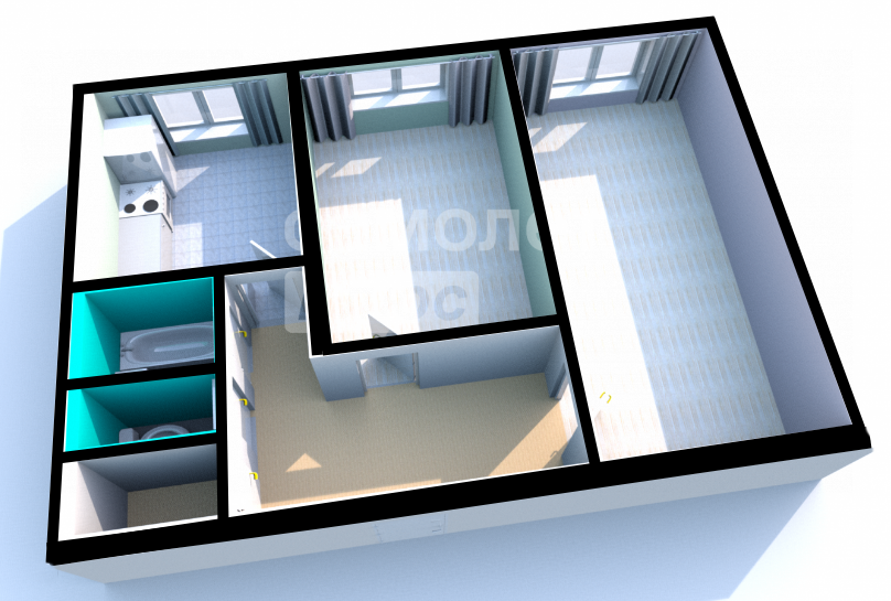 2-комнатная 42.8 м2 в ЖК undefined корпус null этаж 4