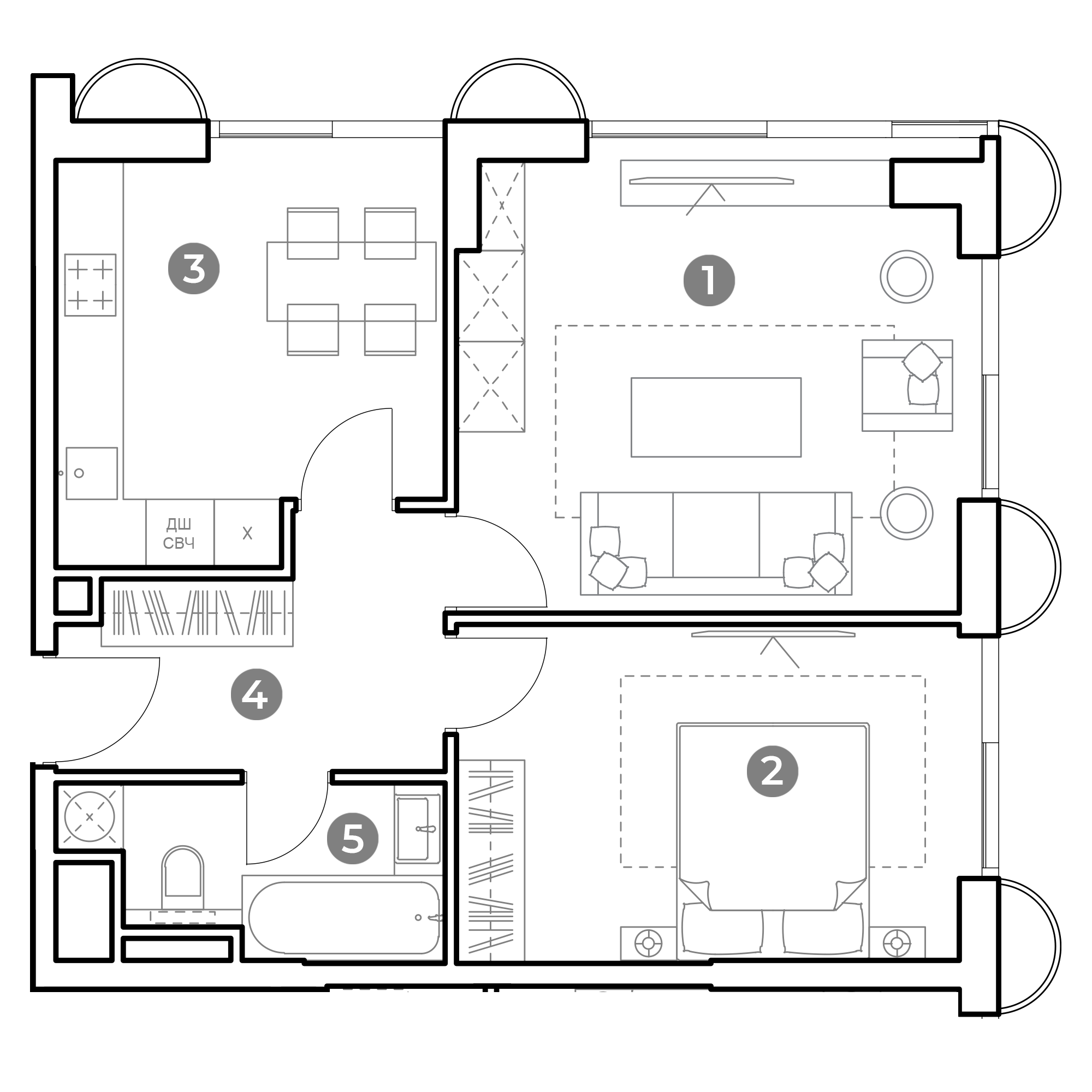 2-комнатная 55 м2 в ЖК Nametkin Tower корпус null этаж 18