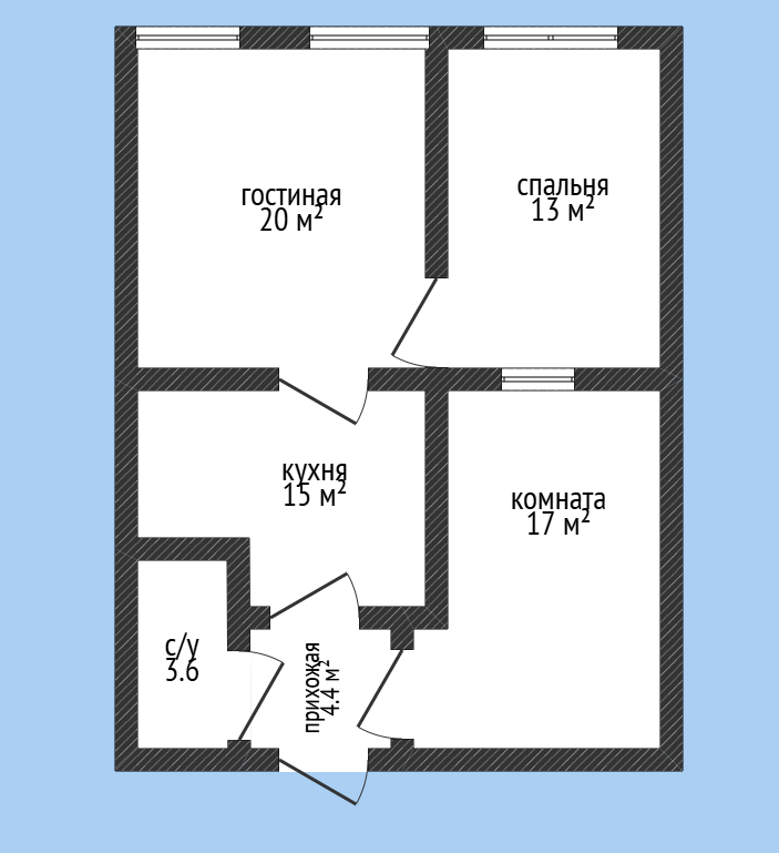 3-комнатная 73 м2 в ЖК undefined корпус null этаж 2