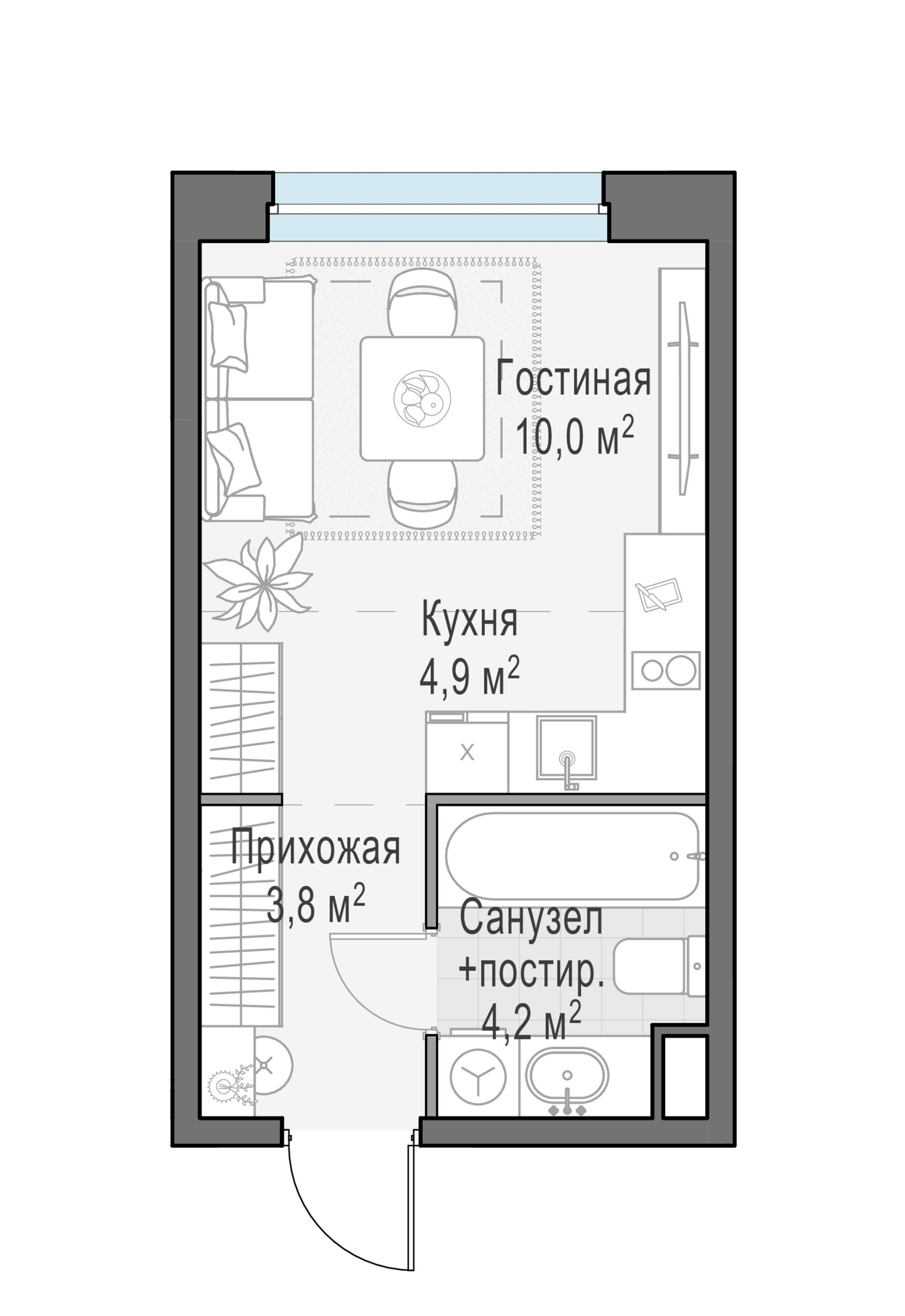 Студия 22 м2 в ЖК Жилые кварталы «Белый Град» корпус null этаж 5