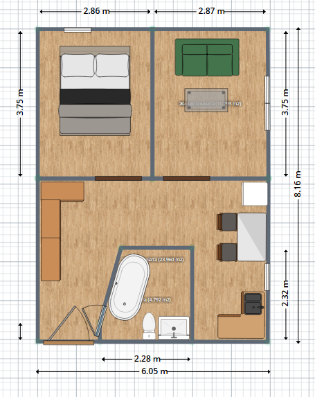2-комнатная 34.2 м2 в ЖК undefined корпус null этаж 1