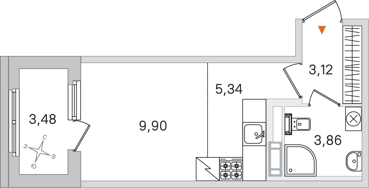 Студия 23 м2 в ЖК Дубровский корпус null этаж 2