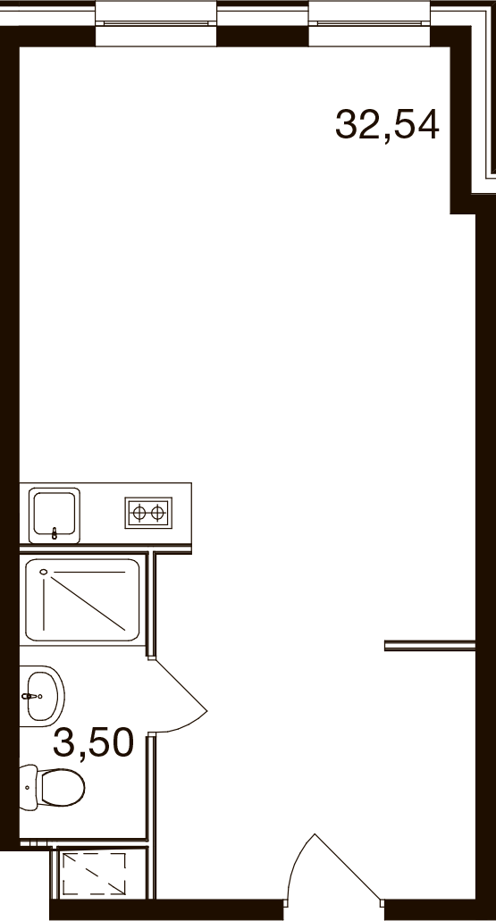 1-комнатная 36 м2 в ЖК М1 Сколково корпус null этаж 4