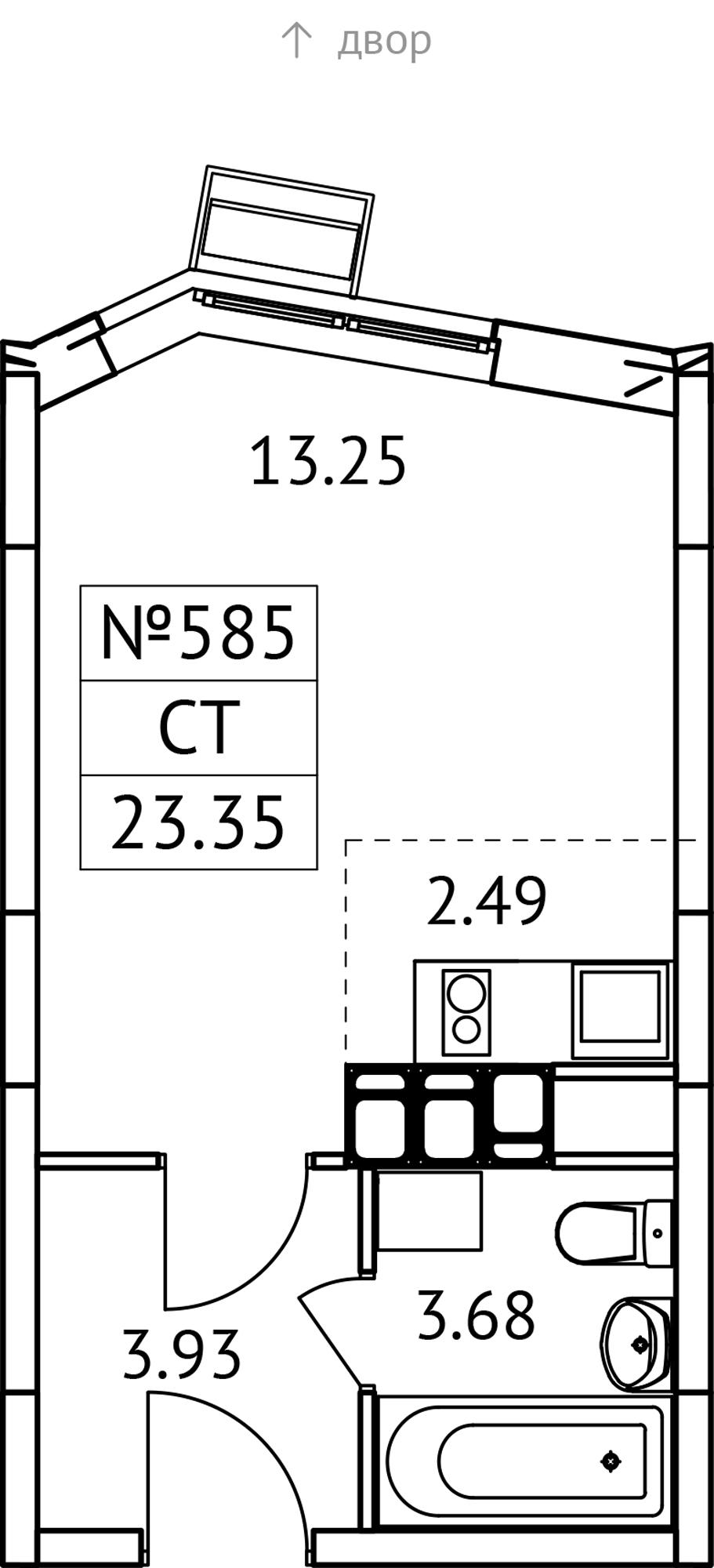 Студия 23 м2 в ЖК Новотомилино корпус null этаж 11