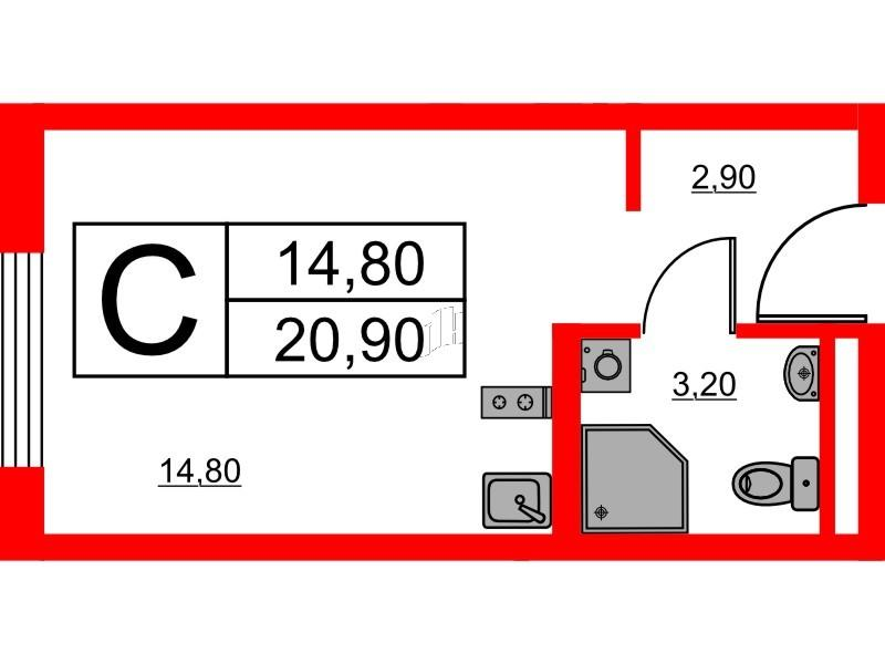 Студия 20 м2 в ЖК Avenue Apart Пулково корпус null этаж 2