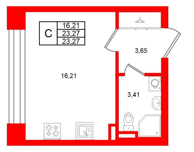 Студия 23 м2 в ЖК Аристократ корпус null этаж 2