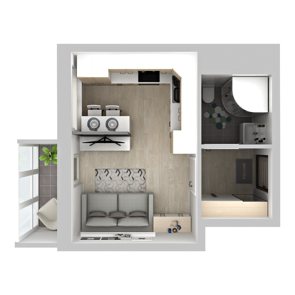 Студия 22 м2 в ЖК Кислород корпус null этаж 9