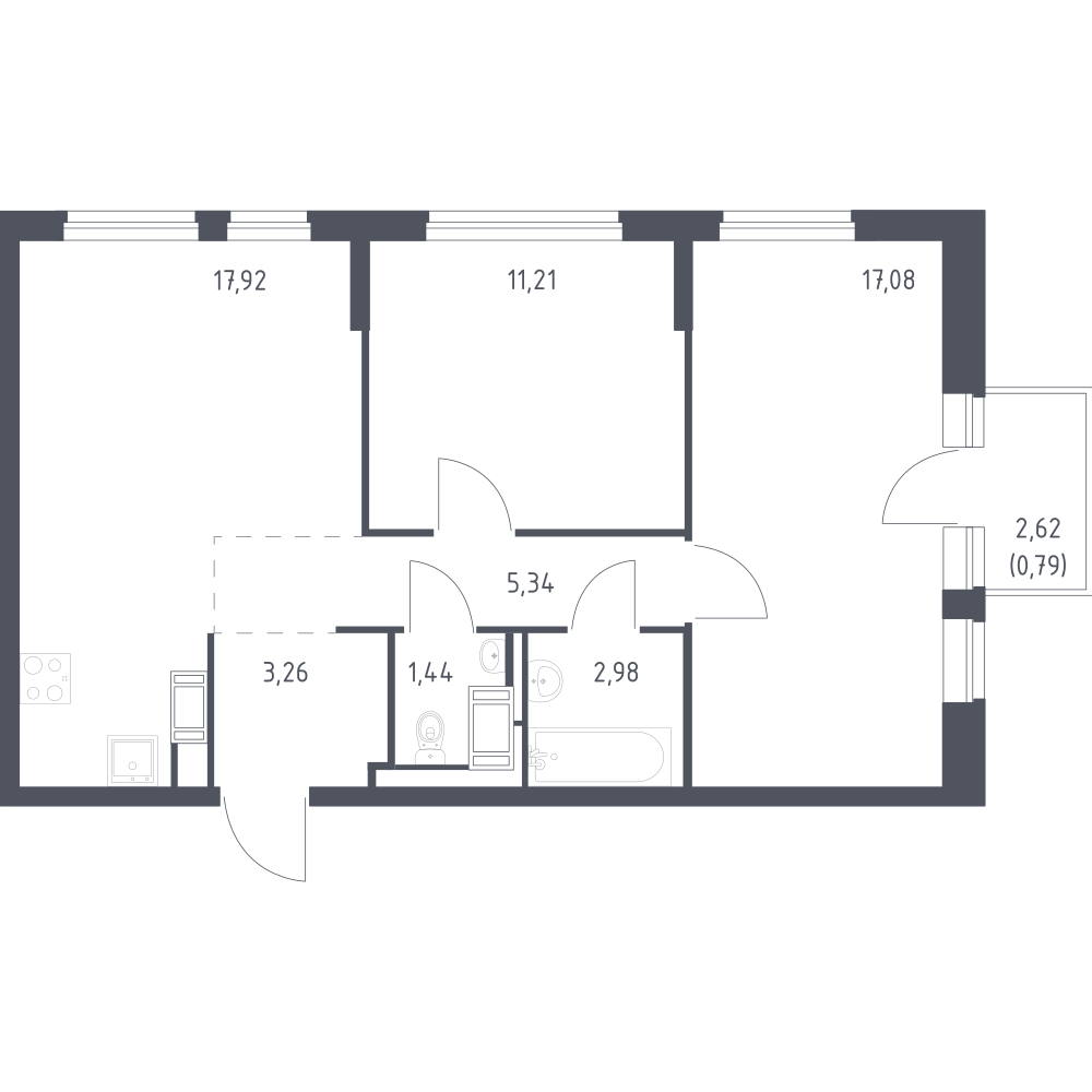 2-комнатная 60 м2 в ЖК Новое Колпино корпус null этаж 11