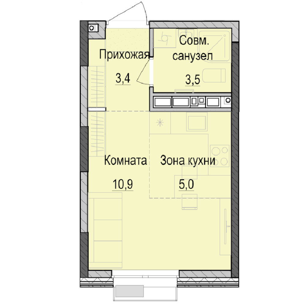 Студия 22 м2 в ЖК Парк Маяк корпус null этаж 8