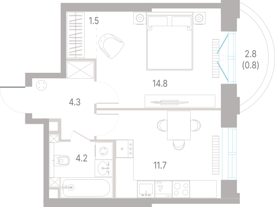 1-комнатная 37 м2 в ЖК КОД Сокольники корпус null этаж 13
