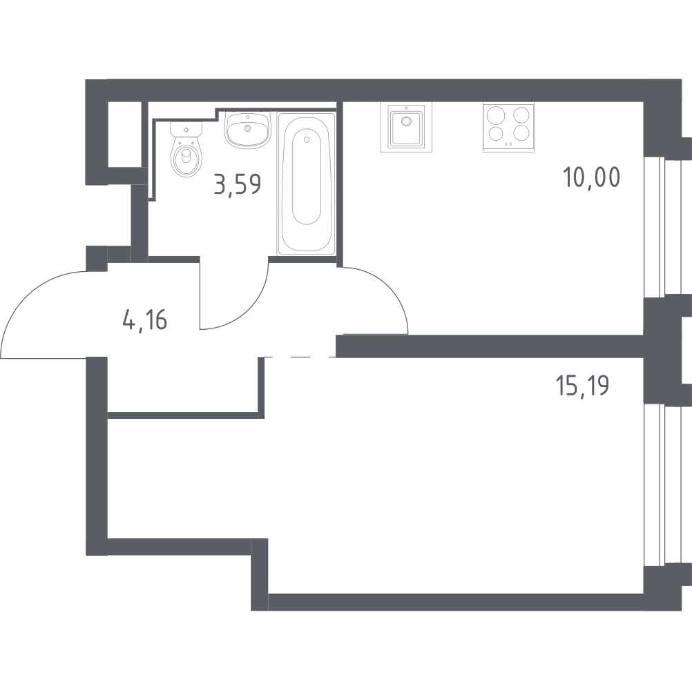 1-комнатная 33 м2 в ЖК Рябиновая Роща корпус null этаж 16