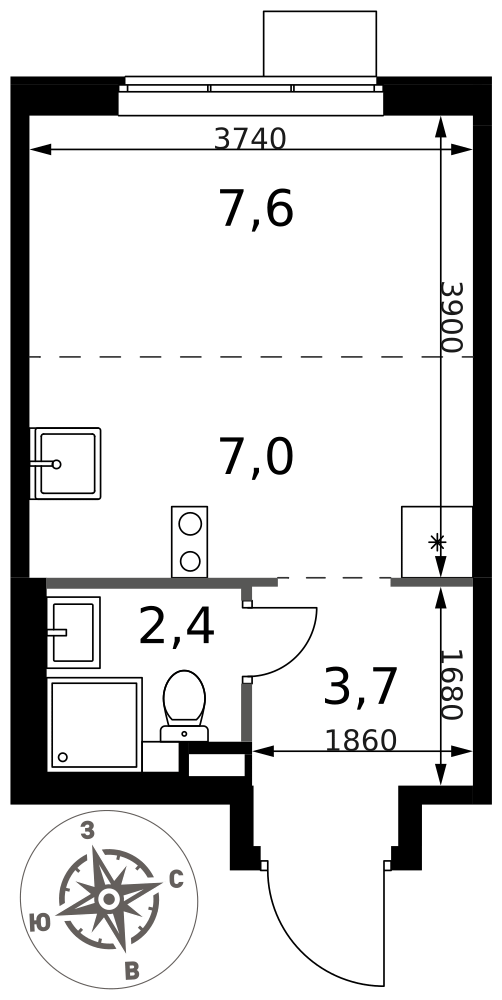 Студия 20 м2 в ЖК 1-й Химкинский корпус null этаж 10