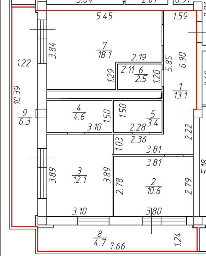 3-комнатная 64.4 м2 в ЖК undefined корпус null этаж 11