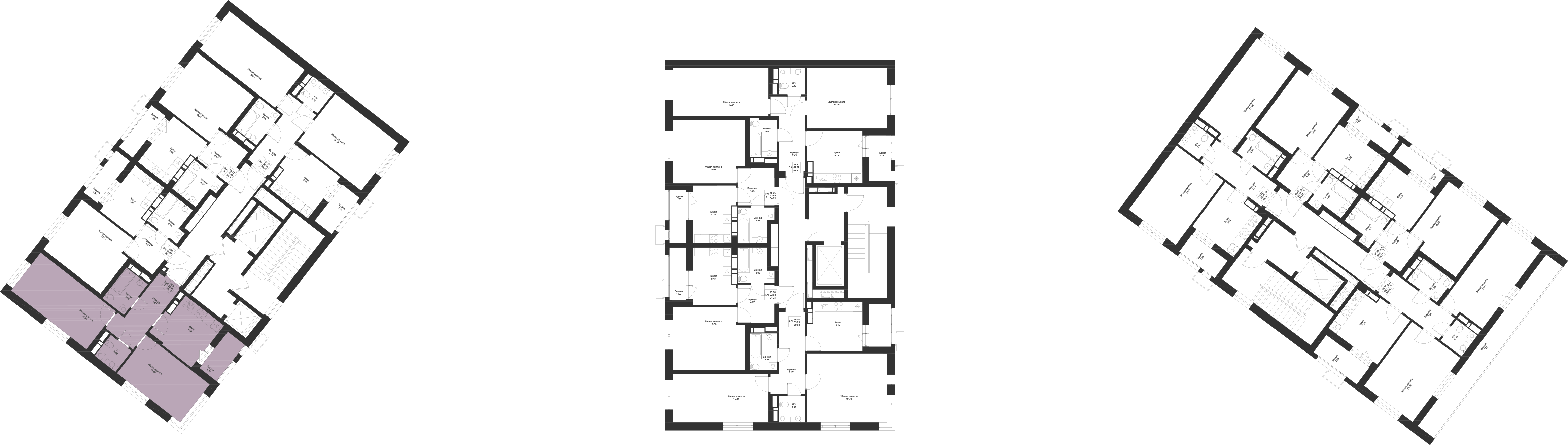 2-комнатная 55 м2 в ЖК Солнечный город корпус null этаж 3