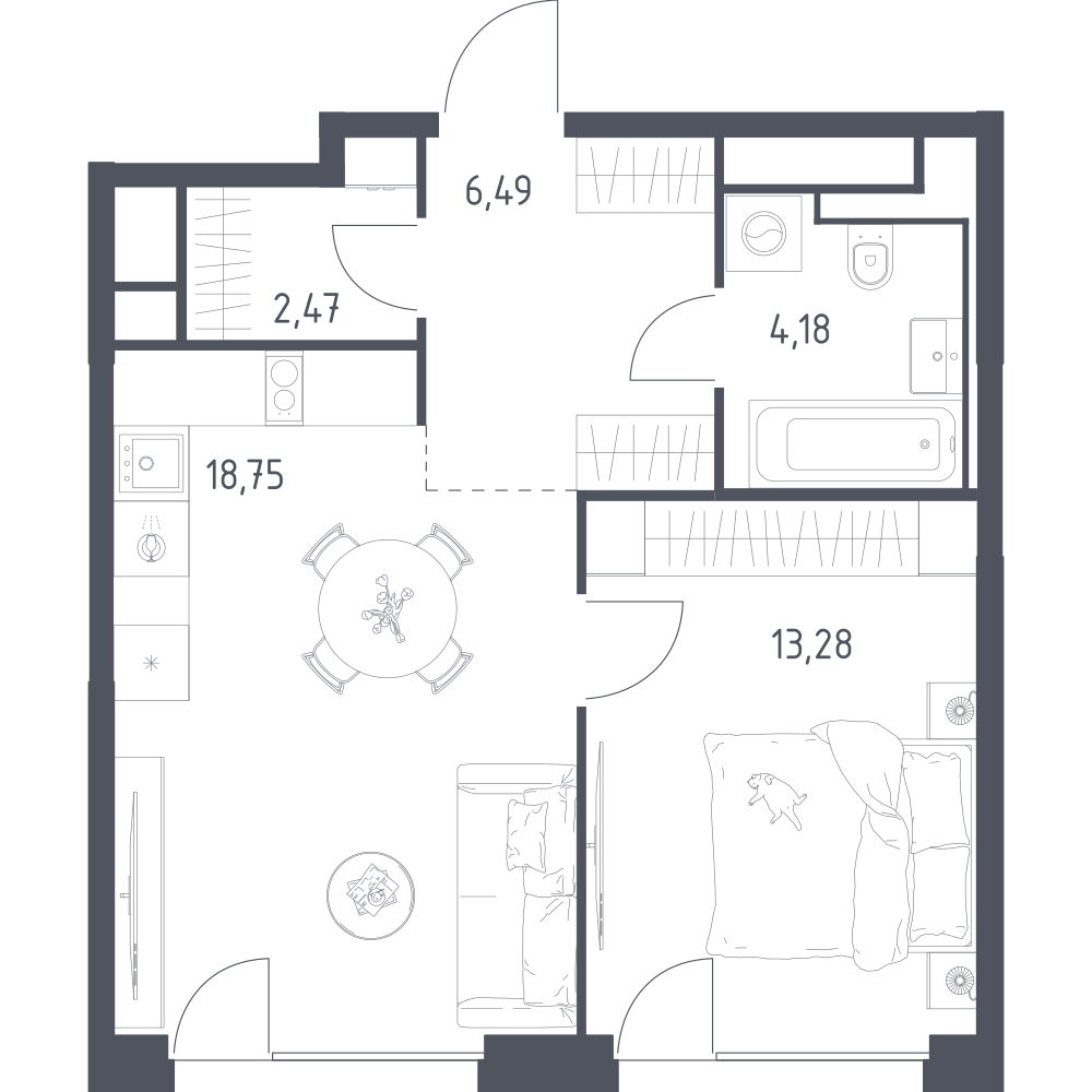 Студия 45 м2 в ЖК Квартал на воде корпус null этаж 4