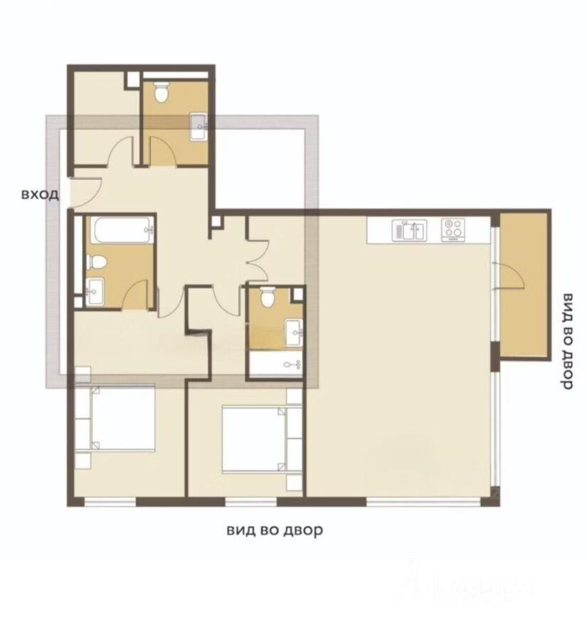 3-комнатная 116 м2 в ЖК undefined корпус null этаж 4