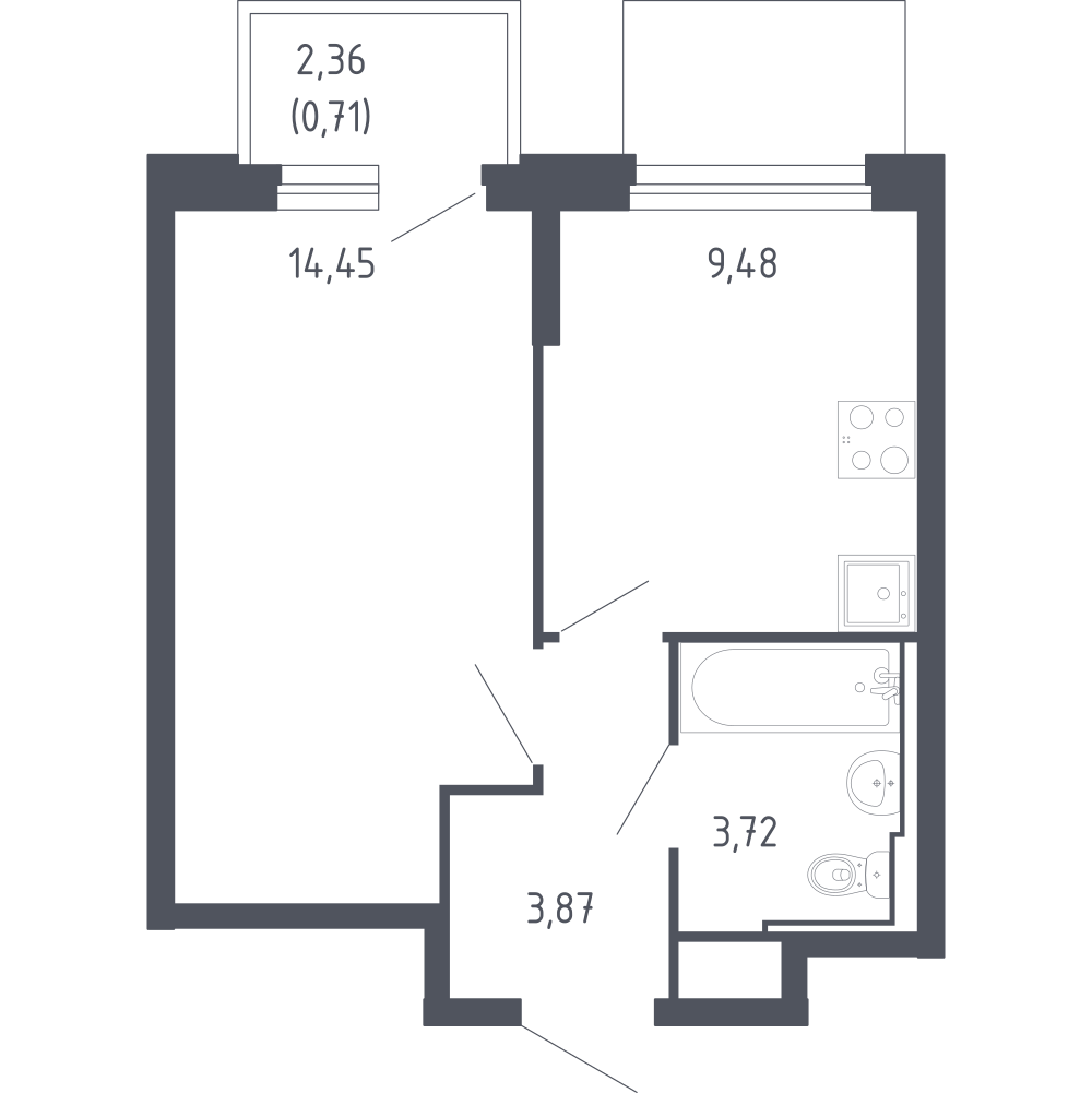 1-комнатная 32 м2 в ЖК Сердце Сахалина корпус null этаж 8