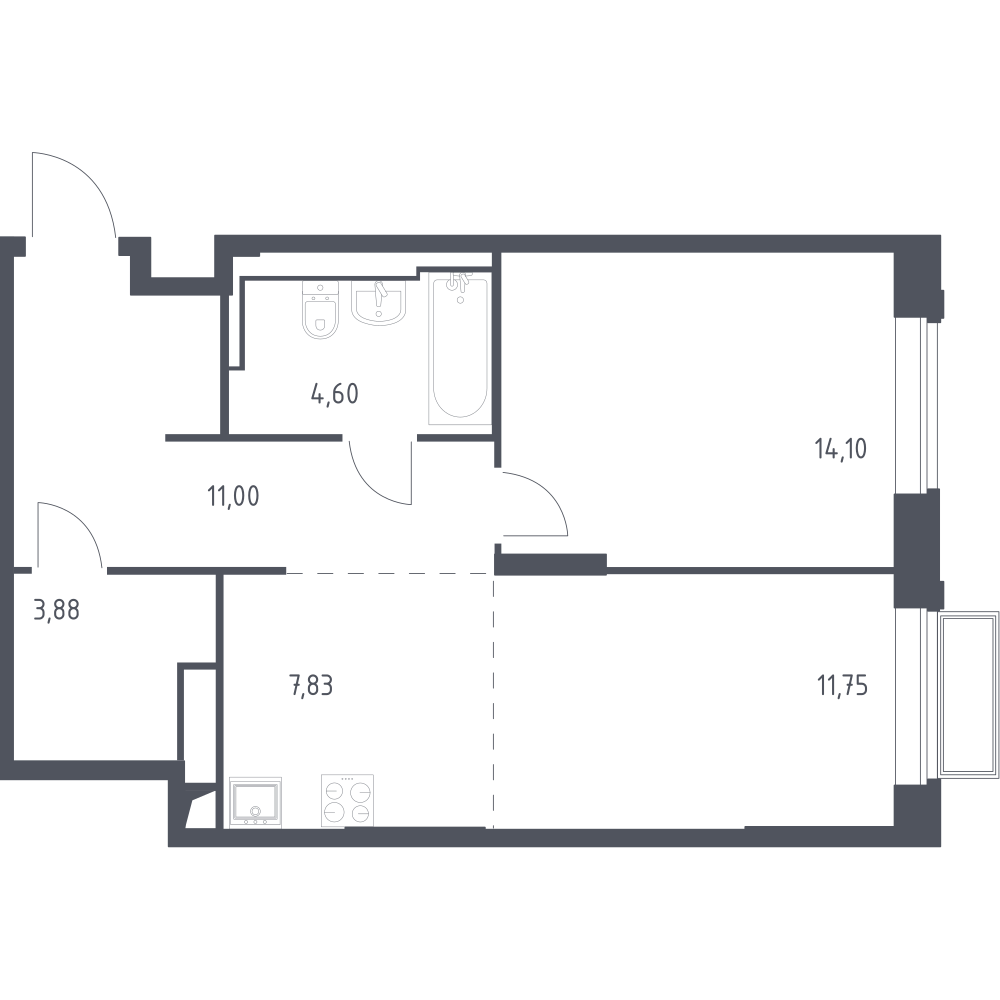 Студия 53 м2 в ЖК Долина Яузы корпус null этаж 2