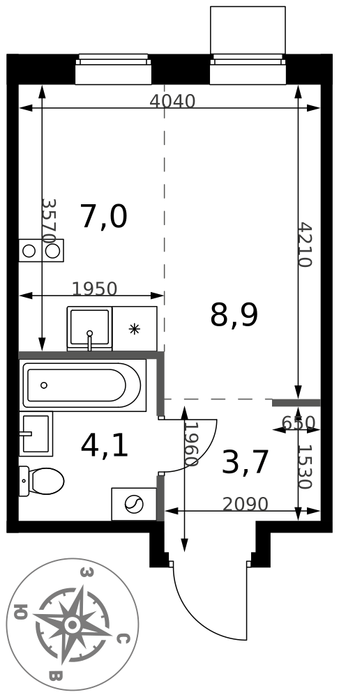 Студия 23 м2 в ЖК 1-й Ясеневский корпус null этаж 4