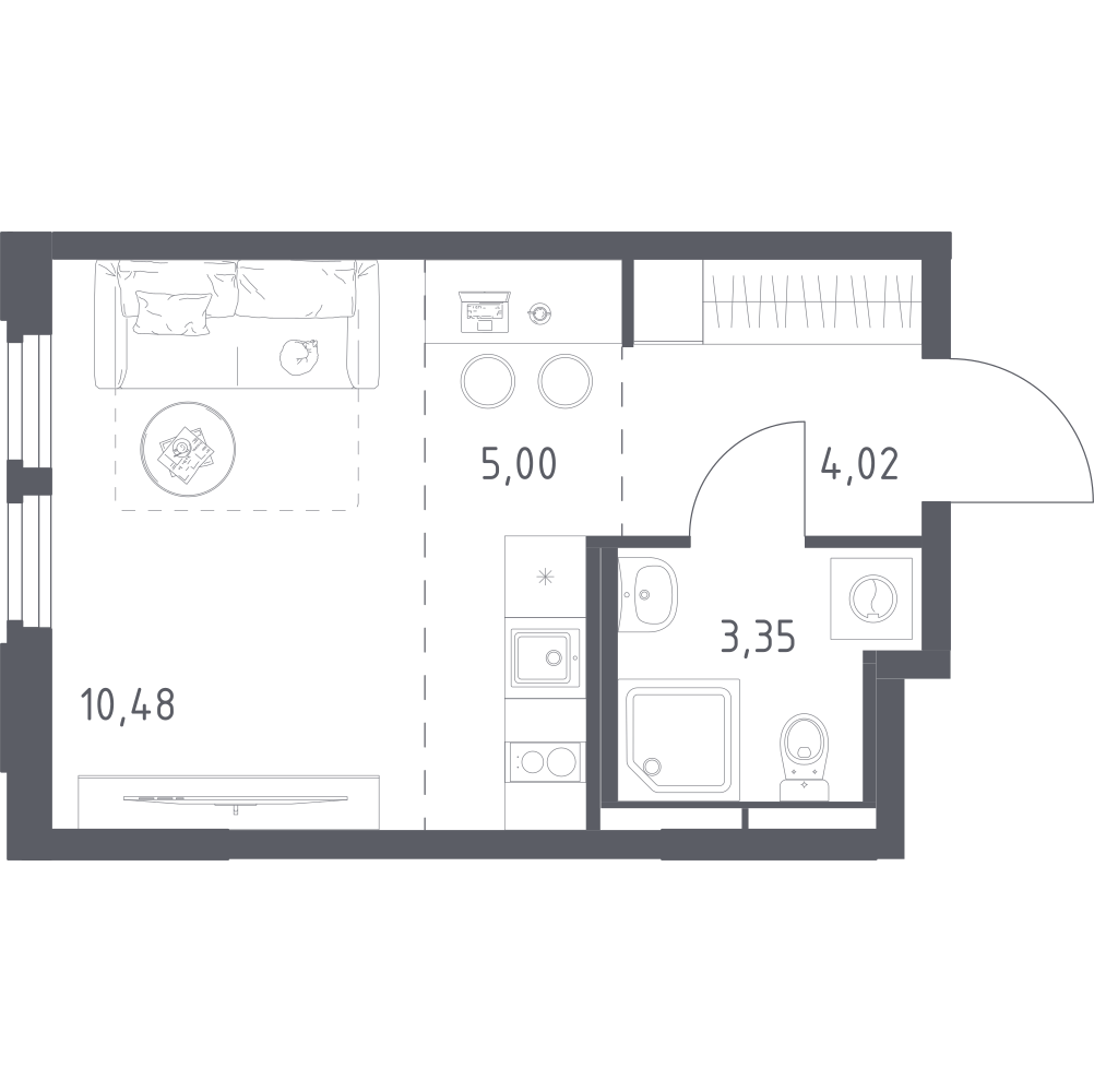 Студия 22 м2 в ЖК Космический Квартал корпус null этаж 6