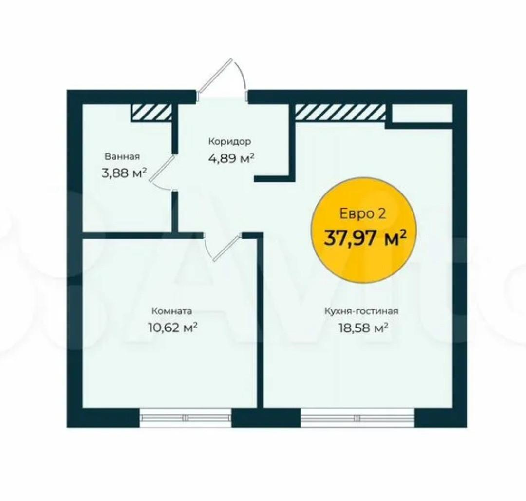 1-комнатная 38 м2 в ЖК undefined корпус null этаж 15