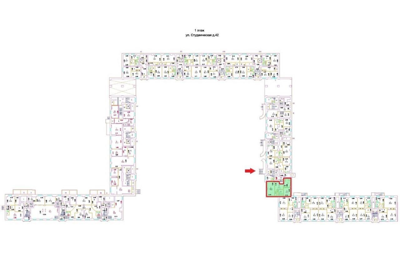 2-комнатная 56.8 м2 в ЖК undefined корпус null этаж 1