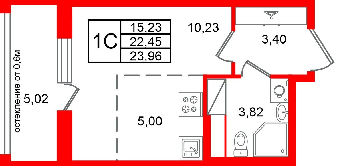 Студия 22 м2 в ЖК Астра Континенталь корпус null этаж 10