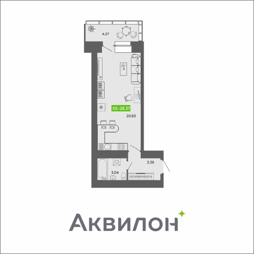 Студия 28 м2 в ЖК RIVER PARK-2 корпус null этаж 8