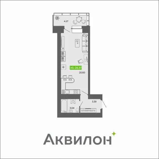 Студия 28 м2 в ЖК RIVER PARK-2 корпус null этаж 6