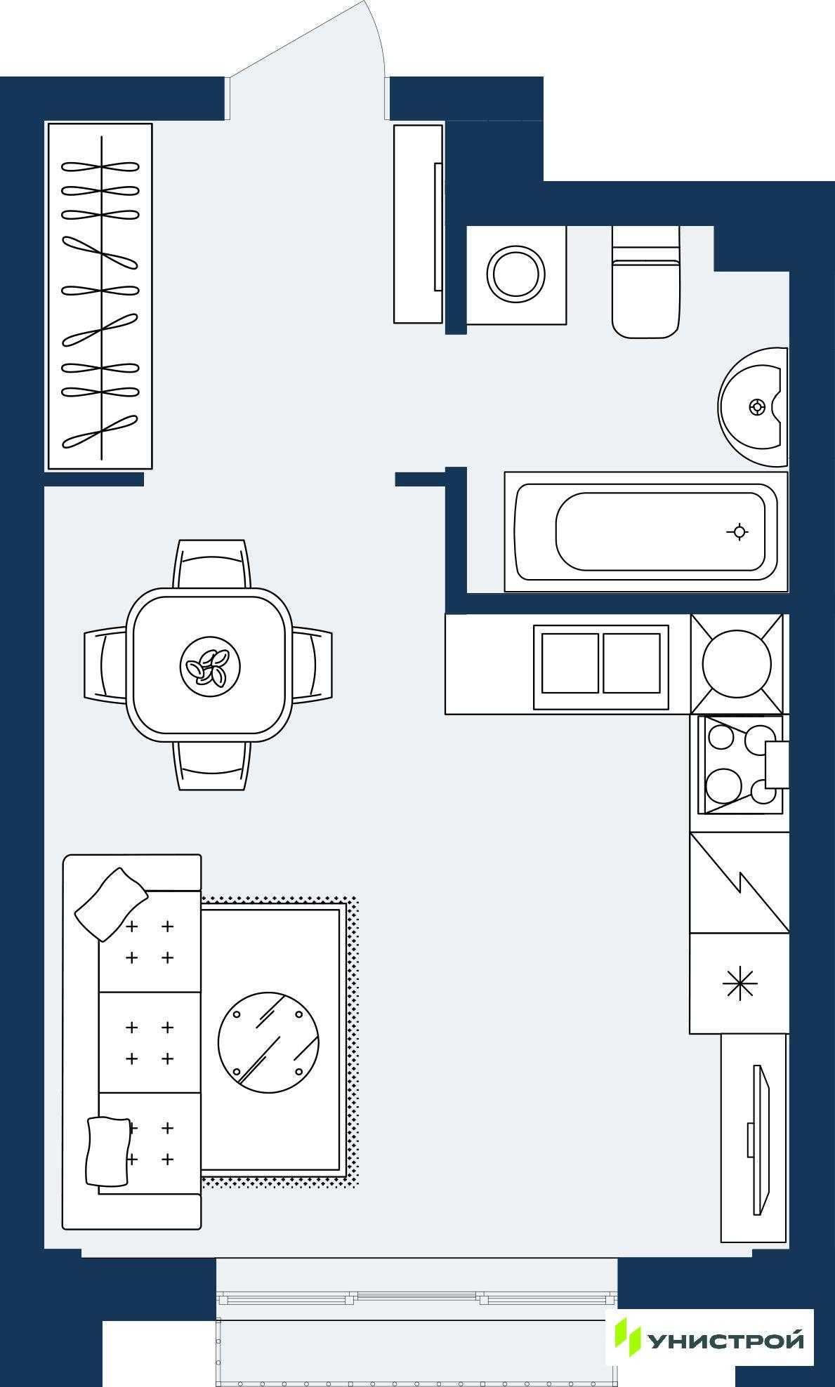 Студия 28 м2 в ЖК ГРАНД БЕРЕГ корпус null этаж 9