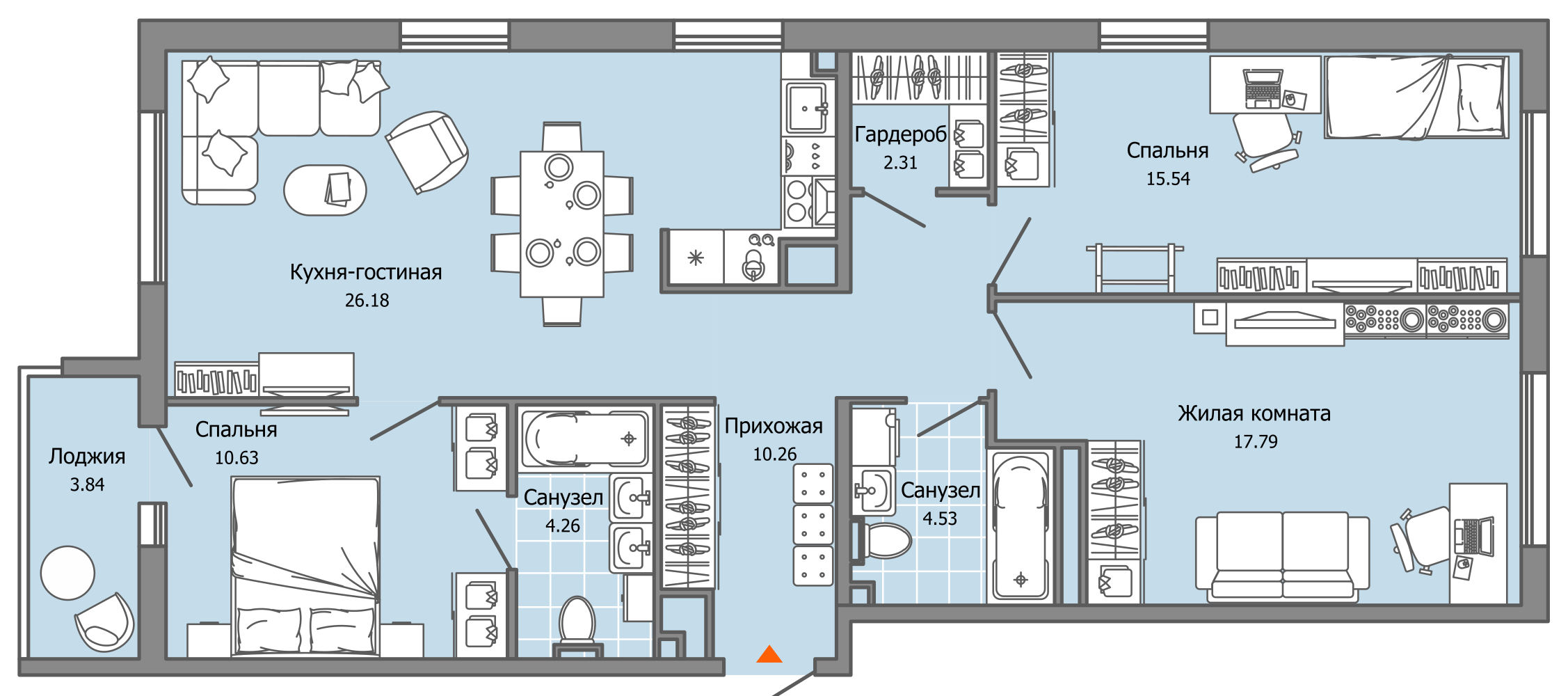 4-комнатная 93 м2 в ЖК ULTRAGRAD корпус null этаж 7