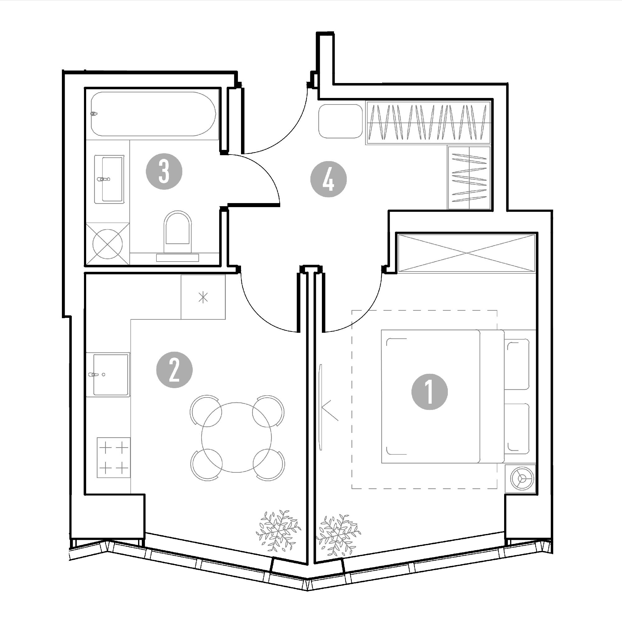 1-комнатная 33 м2 в ЖК UNO.Горбунова корпус null этаж 2
