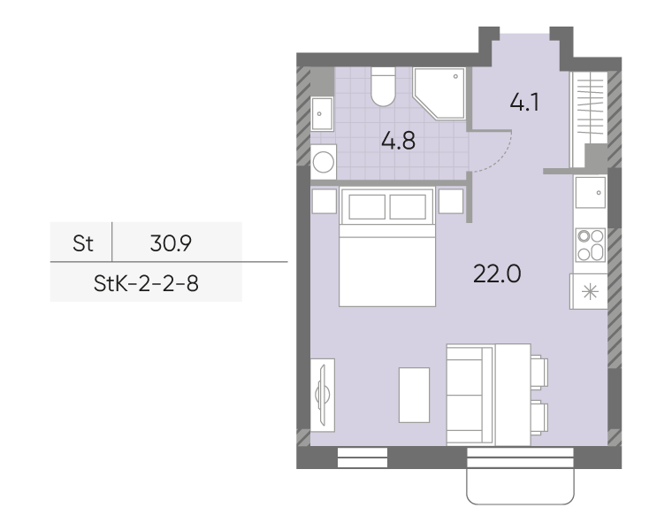 Студия 30 м2 в ЖК Дмитровское небо корпус null этаж 7