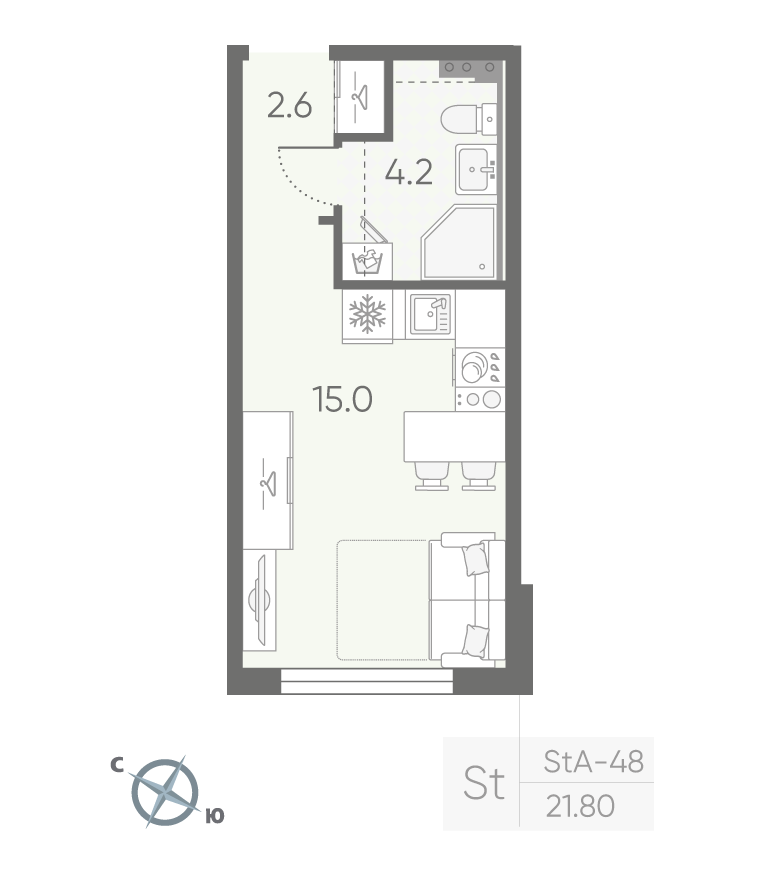 Студия 21 м2 в ЖК Пулково Lake корпус null этаж 1